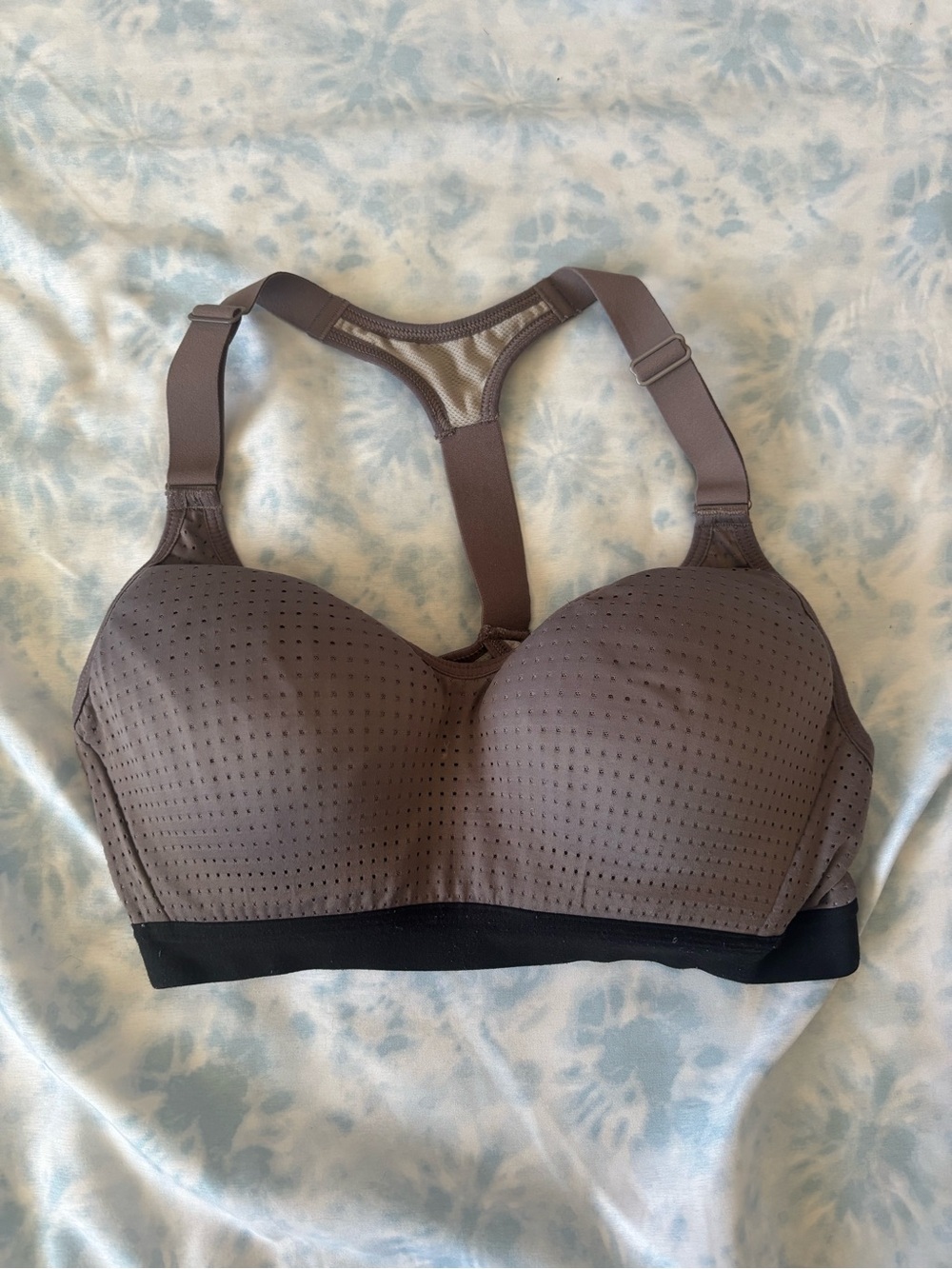 Victoria's Secret Taupe Sports Bra with Black Band - Padded Racerback